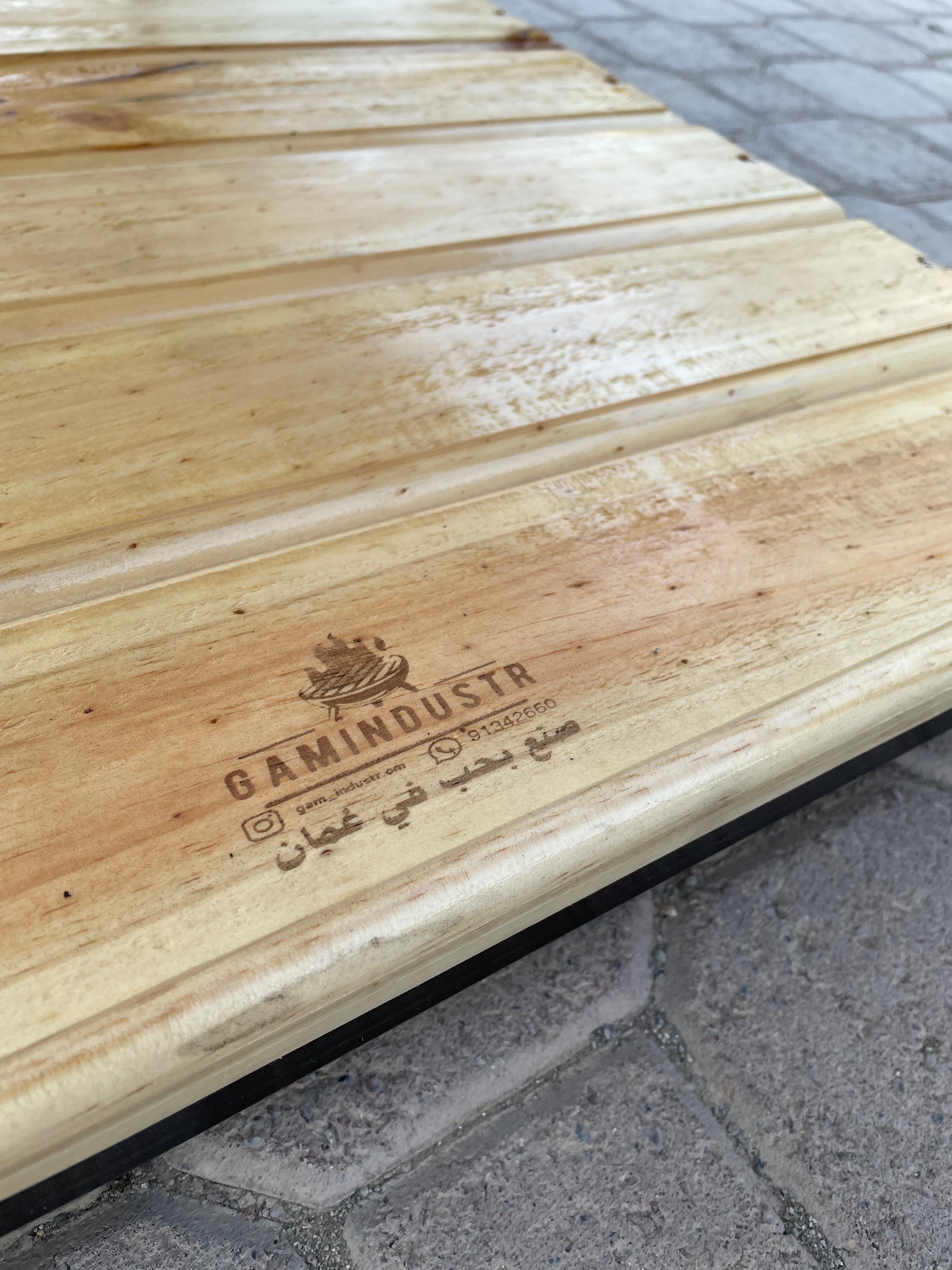 110x60cm شواية المضبي مع قاعدة من خشب الصنوبر  بالغاز والفحم مقاس