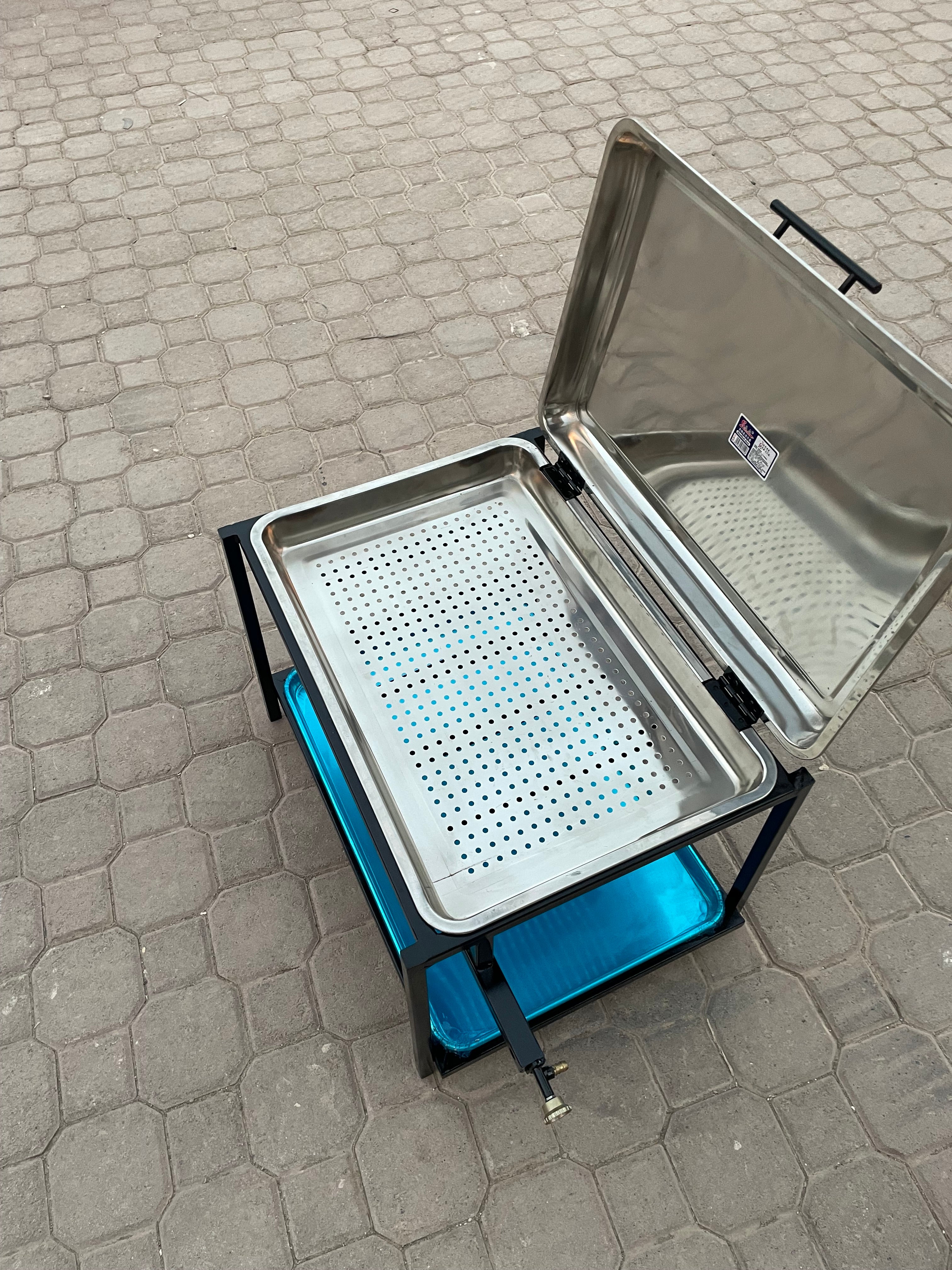 60x40cm شواية المضبي حوض ستيل بالغطاء مقاس