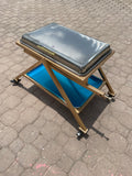 60x40cm  شواية المضبي اطباق ستانلس ستيل  بغطاء وعجلات